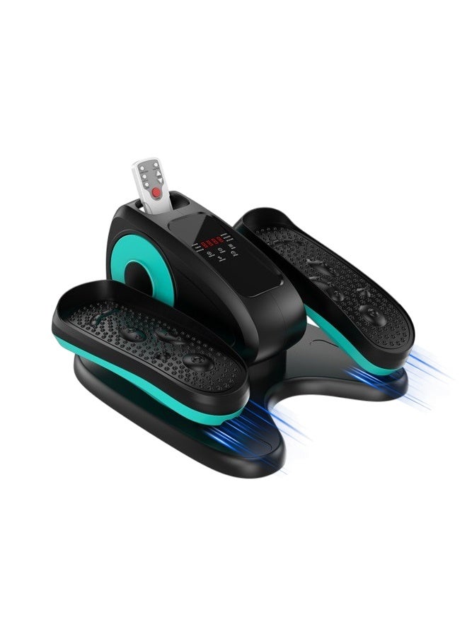 شو وو جهاز تمارين بيضاوي الشكل تحت المكتب، جهاز تمارين كهربائي بدواسة للجلوس مع شاشة LED، 3 أوضاع تلقائية و12 مستوى سرعة يدوي، مناسب لكبار السن والبالغين، أسود وأزرق - Image 1