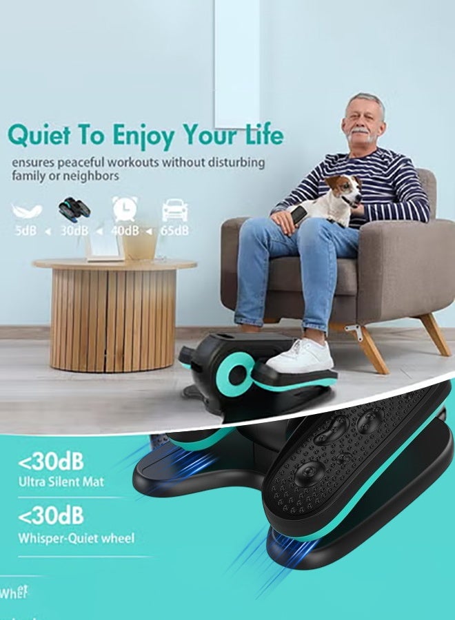 شو وو جهاز تمارين بيضاوي الشكل تحت المكتب، جهاز تمارين كهربائي بدواسة للجلوس مع شاشة LED، 3 أوضاع تلقائية و12 مستوى سرعة يدوي، مناسب لكبار السن والبالغين، أسود وأزرق - Image 5