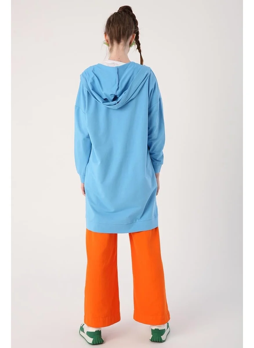 Allday Blue-Zipped Sweat Cardigan
