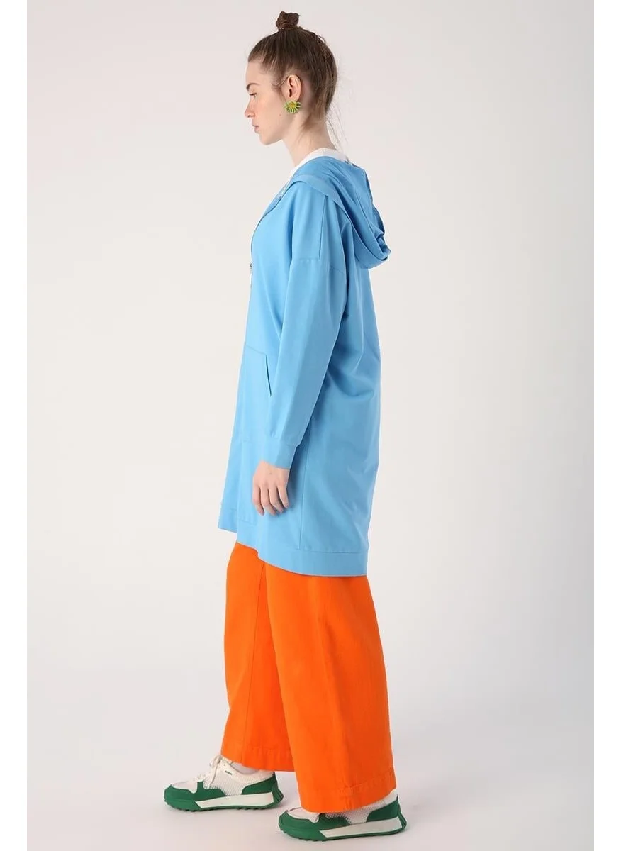 Allday Blue-Zipped Sweat Cardigan