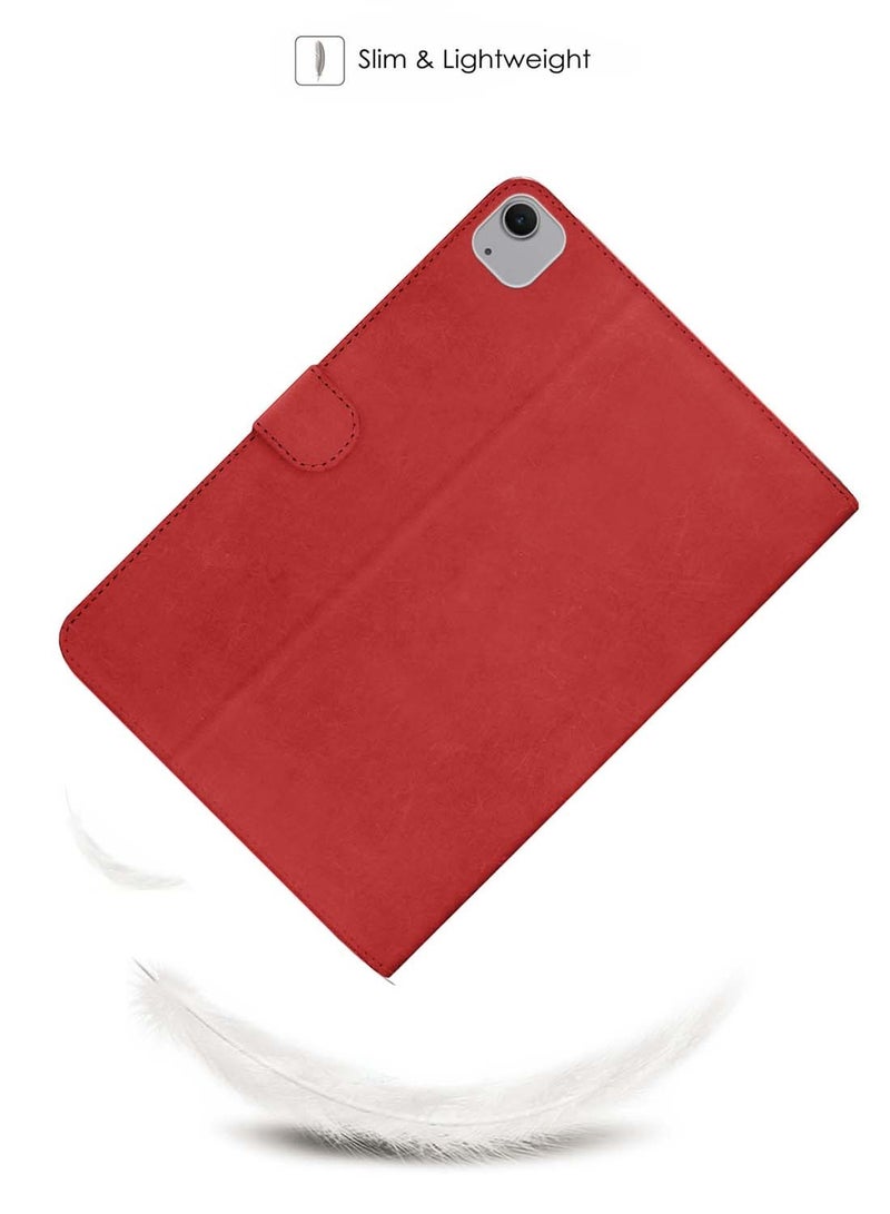 Wtech Apple iPad Air 11 (iPad Air 6) 5G 2024 (6th Gen) 11 inch / Apple iPad Air 11‑inch (M3) 2025 WTech PU Leather Magnetic Closure Flip Case Cover - Red - Image 3