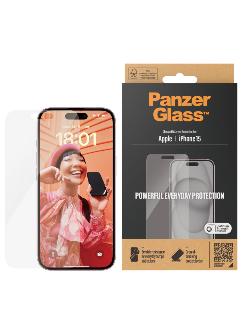PanzerGlass واقي شاشة PanzerGlass® لهاتف iPhone 15 | ملاءمة كلاسيكية - Image 1