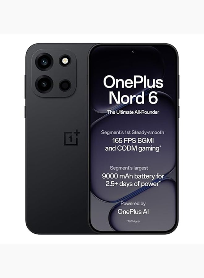 Nord 6 ثنائي الشريحة أسود قاتم مع AI 8 جيجابايت رام 256 جيجابايت 5G - النسخة الهندية