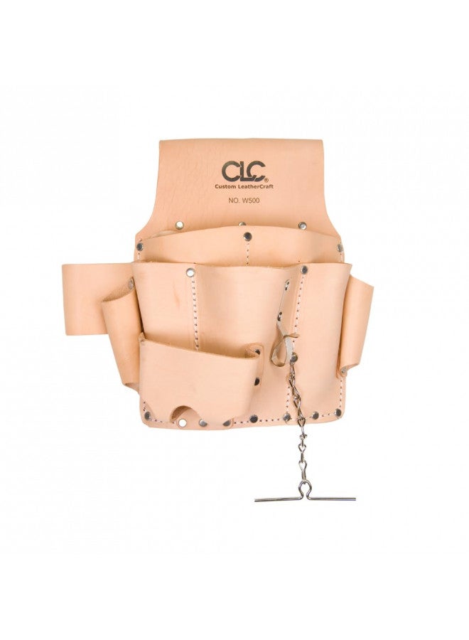 Custom Leathercraft CLC Custom Leathercraft W500 Electrician's Tool Pouch, Heavy Duty, 8-Pocket, Tan