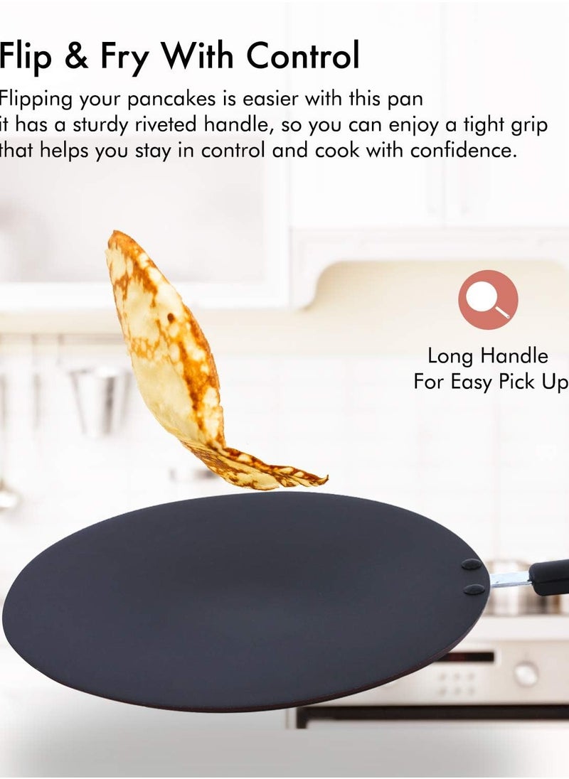 Badraig - Pan Cake pan ( Tawa ) Non Stick Fry Pan 28 | 30 | 32 Cm Black/Red - Image 1