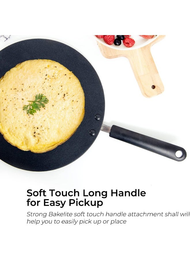 Badraig - Pan Cake pan ( Tawa ) Non Stick Fry Pan 28 | 30 | 32 Cm Black/Red - Image 1