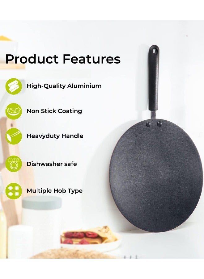 Badraig - Pan Cake pan ( Tawa ) Non Stick Fry Pan 28 | 30 | 32 Cm Black/Red - Image 1
