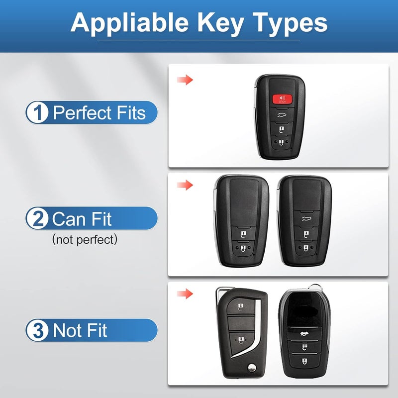 YO&YOYE Toyota Key Fob Cover with Keychain - Black - Image 2