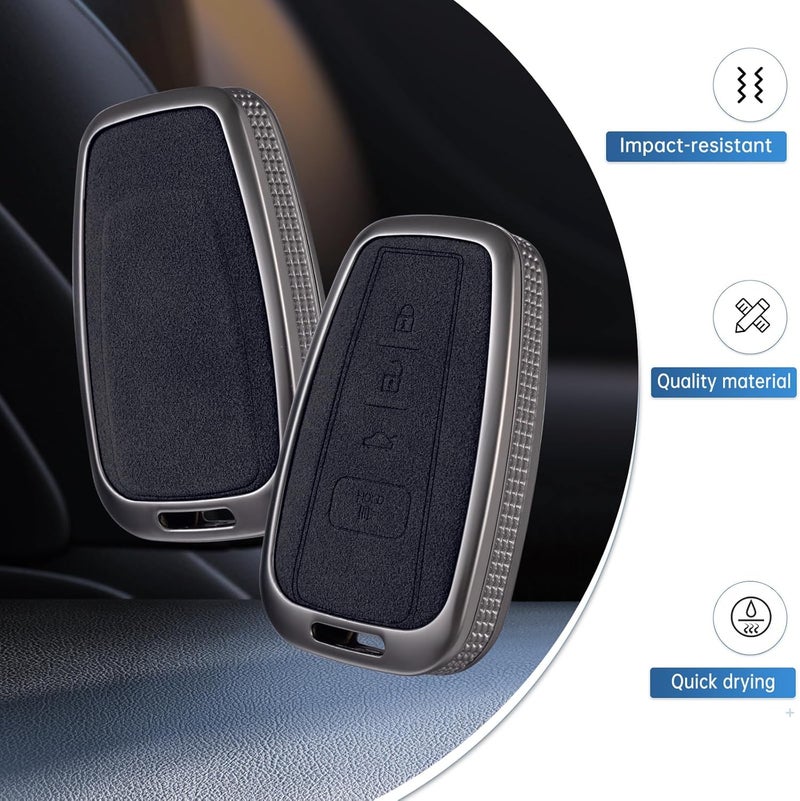 YO&YOYE Toyota Key Fob Cover with Keychain - Black - Image 3