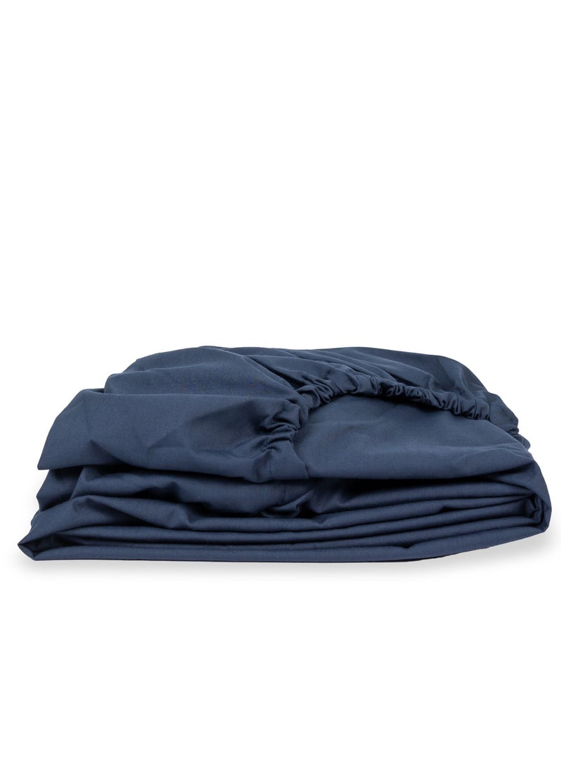 Home of linens شرشف مثبت باللون الأزرق الداكن 180x200  - Image 1