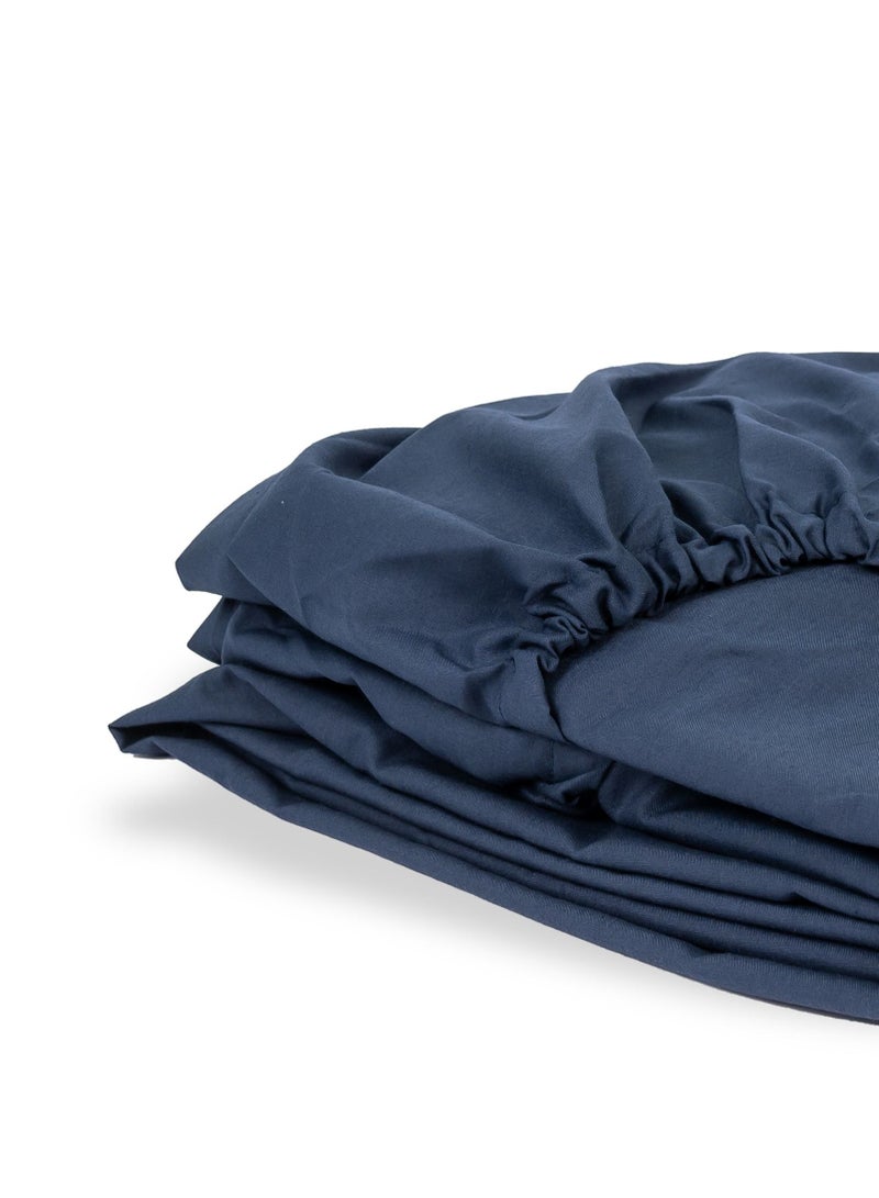 Home of linens شرشف مثبت باللون الأزرق الداكن 180x200  - Image 3