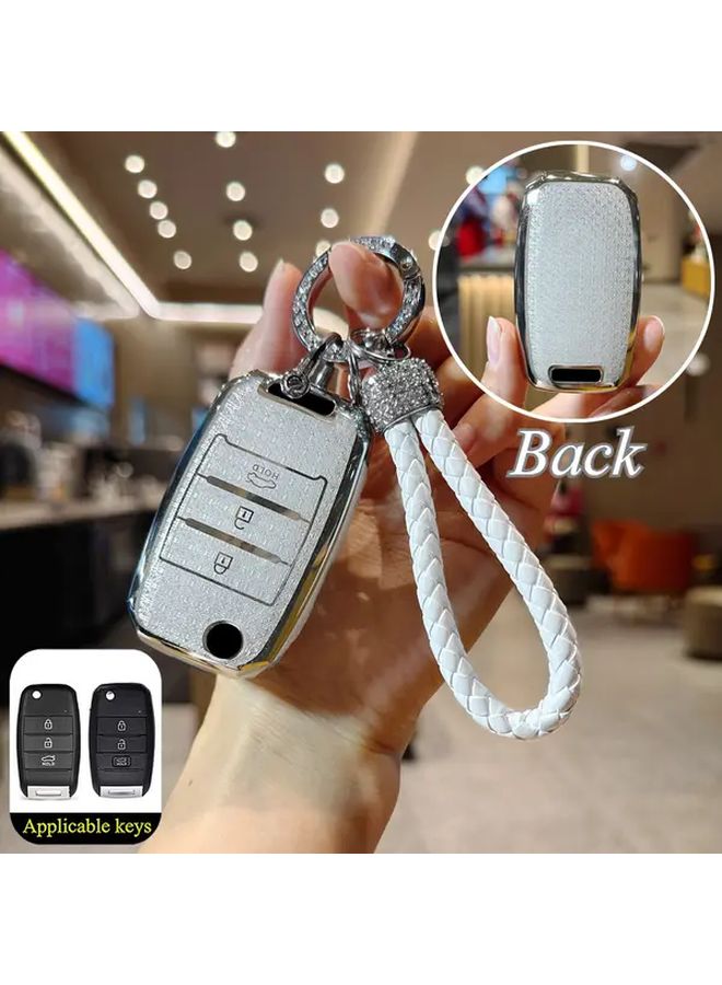 غطاء مفتاح TPU وردي مع 3 أزرار لطرازات السيارات ذات الدخول بدون مفتاح - إكسسوار سيارة متين وأنيق - Image 4