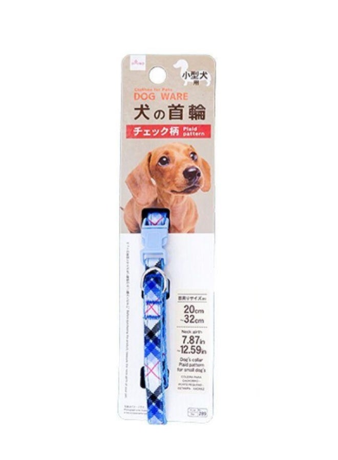 Small Dog Plaid Pattern Collar – Blue Adjustable Soft Nylon Pet Collar for Small Dogs & Cats - Image 1