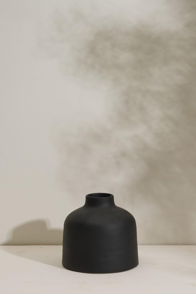 PUREZENTO Black Ceramic Kimono Vase Set of 2 | Decorative Vases for Pampas Grass, Dried & Artificial Flowers | Vases for Home Decor, Living Room & Office Decor - Image 5