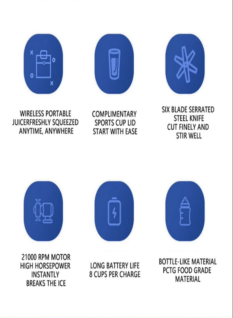 AROAQ عصارة كهربائية صغيرة 6 شفرات، كوب عصارة محمول، خلاط عصير أوتوماتيكي، كوب سحق الثلج (عصارة + غطاء كوب) - Image 4
