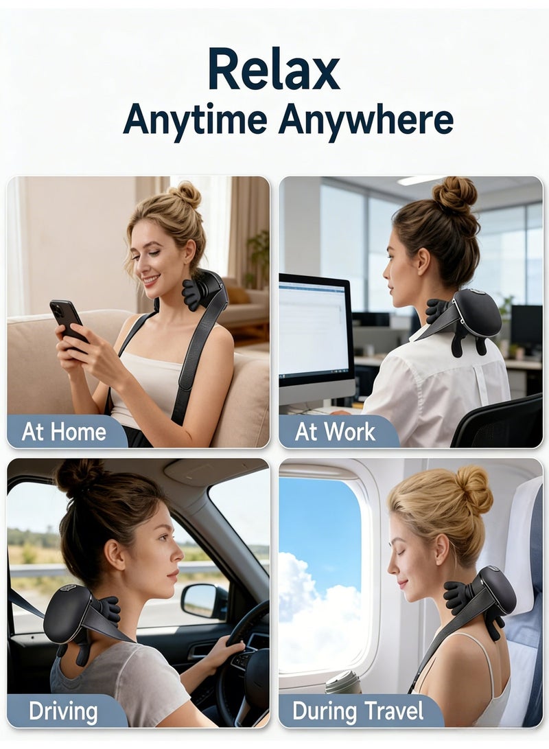 يو ام بي جهاز تدليك شياتسو للرقبة لتخفيف الألم، تدليك رباعي الأبعاد للكتفين والظهر بتقنية التسخين، تدليك عميق للأنسجة بدون أسلاك يحاكي حركة اليد البشرية، جهاز استرخاء كهربائي لعضلات الرقبة بدون استخدام اليدين - Image 5