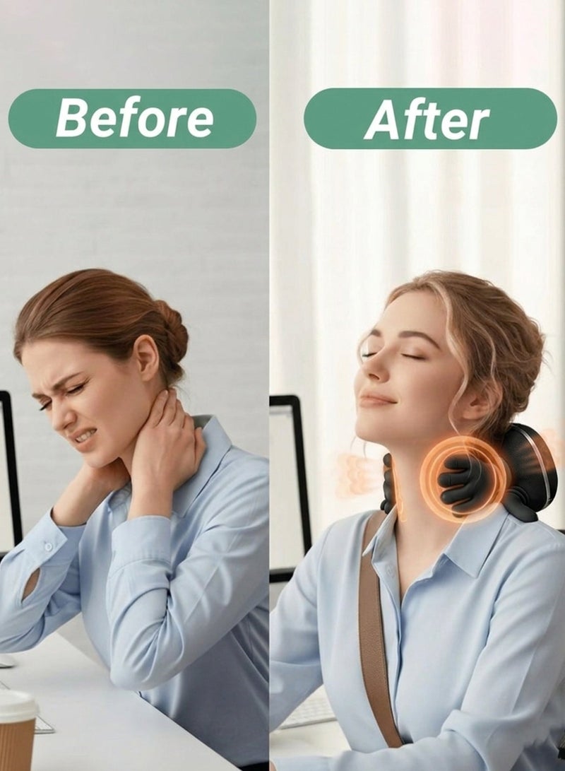 Ump Neck Massager with Heat, Rechargeable 4D Shiatsu Back & Shoulder Massager, Deep Tissue Kneading Massage with 3 Speeds for Pain Relief, Portable Travel Massager for Home Office Car, Gift for Men Women - Image 3