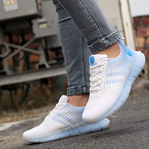 Bacca Bucci Men Champion Road Running Sports Shoes Lightweight & Sungfit For An Energetic Ride White Blue, Size Uk10 - Image 2