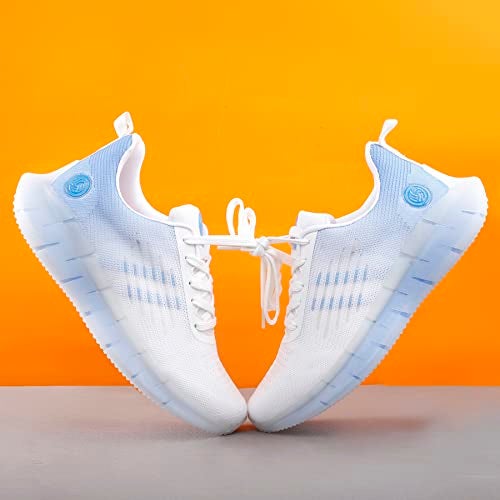 Bacca Bucci Men Champion Road Running Sports Shoes Lightweight & Sungfit For An Energetic Ride White Blue, Size Uk10 - Image 3