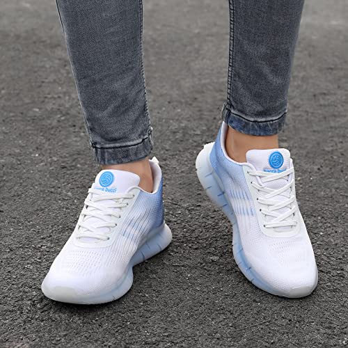 Bacca Bucci Men Champion Road Running Sports Shoes Lightweight & Sungfit For An Energetic Ride White Blue, Size Uk10 - Image 4
