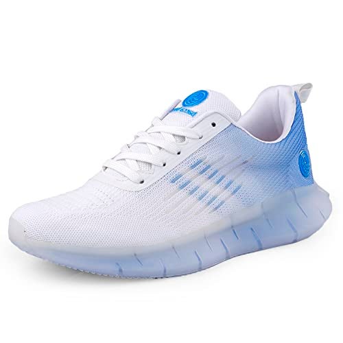Bacca Bucci Men Champion Road Running Sports Shoes Lightweight & Sungfit For An Energetic Ride White Blue, Size Uk10 - Image 1