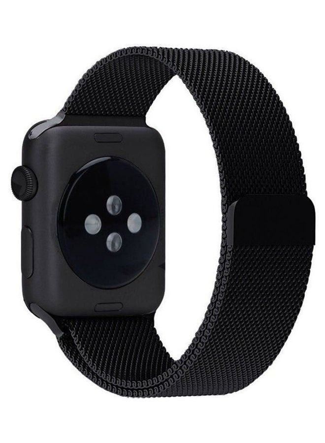 Milanese Loop Stainless Steel Replacement Band For Apple Watch Series 7/6/SE/5/38/40/41mm Black - Image 1