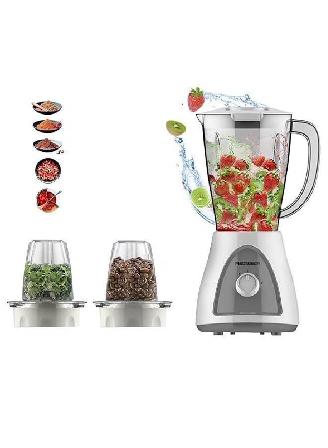Mediatech Mediatech Smoothie Blender maker, 400 Watt, 1.5L , Copper Motor,Grinder and Grater , 2 speed + Pluse Function, Ice Crush Function Stainless Steel blades, MT-B16-Grey - Image 1