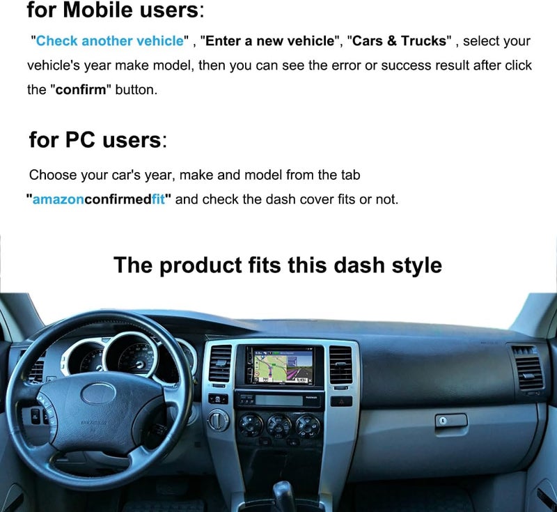 AKMOTOR Dash Cover for Toyota 4Runner (2003-2009) - Black Dashboard Mat Pad - Image 3