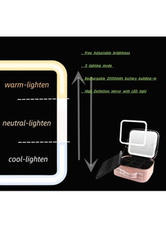 HOPHOP Travel Makeup Bag With Light, Recargeable & Magnifying Vanity mirror with 3 Adusjtable Brightness Mode  - Image 4
