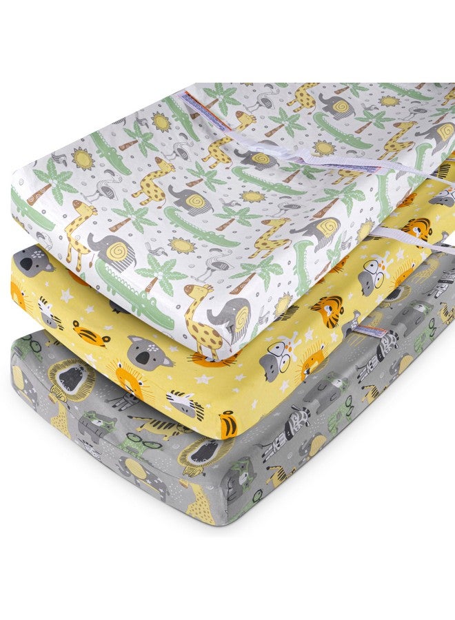 GrowWILD غطاء وسادة تغيير GROW WILD 3 عبوات | قطن جيرسي ناعم ومرن | غطاء وسادة طاولة تغيير الأطفال | أغطية وسادة تغيير الحفاضات للبنات والأولاد (حيوانات وسفاري) - Image 5