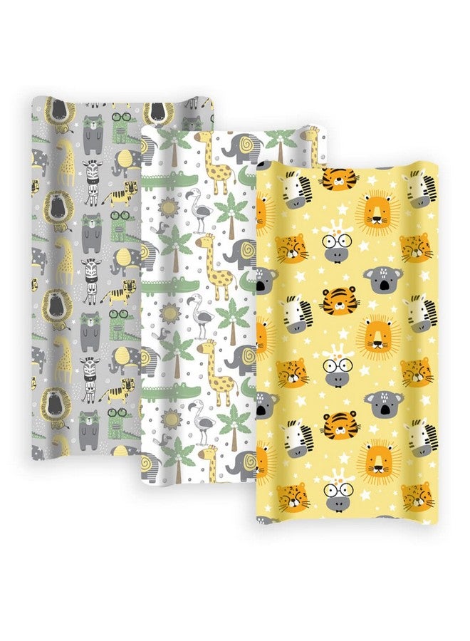 GrowWILD غطاء وسادة تغيير GROW WILD 3 عبوات | قطن جيرسي ناعم ومرن | غطاء وسادة طاولة تغيير الأطفال | أغطية وسادة تغيير الحفاضات للبنات والأولاد (حيوانات وسفاري) - Image 2