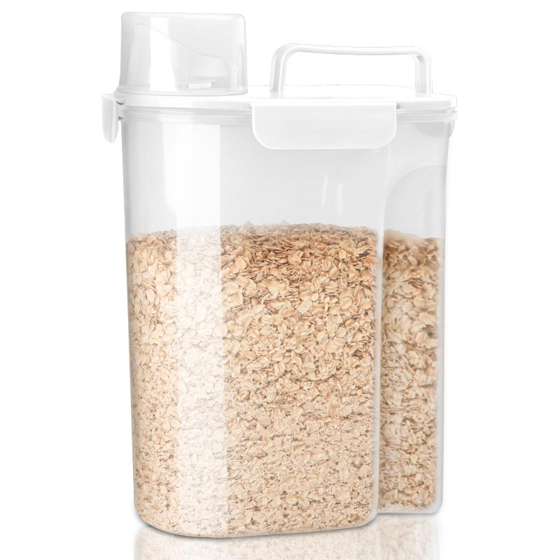 Komzon Rice Storage Containers, Airtight Cereal Containers Storage, BPA Free Rice dispenser with Pouring Spout Portable Handle for Flour, Pasta, Grain and Baking, Pet Dog Cat Bird Food Container - Image 1