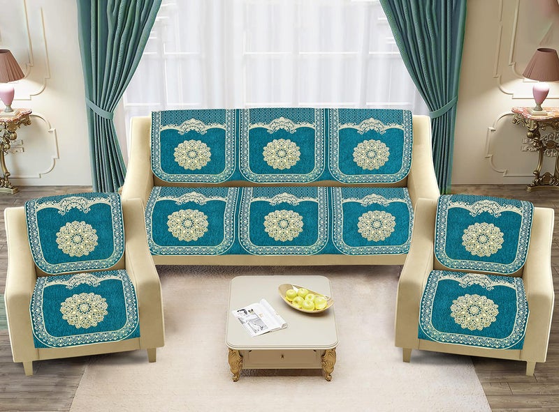 Dazzling DECOR Velvet Sofa Cover 3 Seater and 2 Seater - Premium Sofa Cover 5 Seater Full Cover Set for Couch- Heavy Fabric Sofa Seat Cover Slip Protector, 2922_Aqua - Image 1
