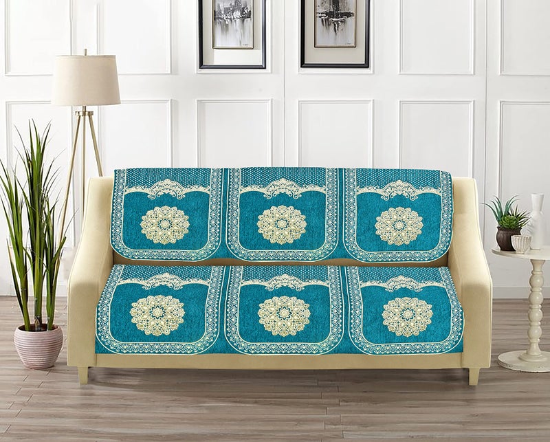 Dazzling DECOR Velvet Sofa Cover 3 Seater and 2 Seater - Premium Sofa Cover 5 Seater Full Cover Set for Couch- Heavy Fabric Sofa Seat Cover Slip Protector, 2922_Aqua - Image 3