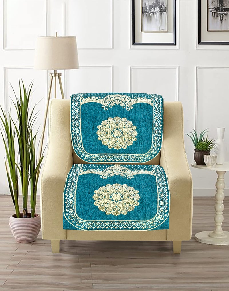 Dazzling DECOR Velvet Sofa Cover 3 Seater and 2 Seater - Premium Sofa Cover 5 Seater Full Cover Set for Couch- Heavy Fabric Sofa Seat Cover Slip Protector, 2922_Aqua - Image 5