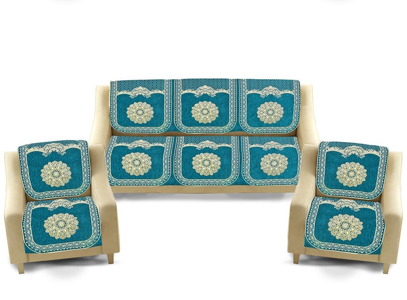 Dazzling DECOR Velvet Sofa Cover 3 Seater and 2 Seater - Premium Sofa Cover 5 Seater Full Cover Set for Couch- Heavy Fabric Sofa Seat Cover Slip Protector, 2922_Aqua - Image 2