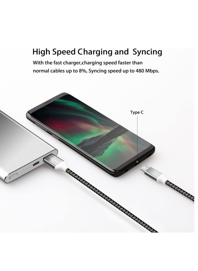 USB C Cable 1 Pack 10ft Nylon Braided Durable USB Type C Charging and Sync Cable Compatible with Galaxy S10/S9/S8+ Note 9 Huawei P20 etc (White)