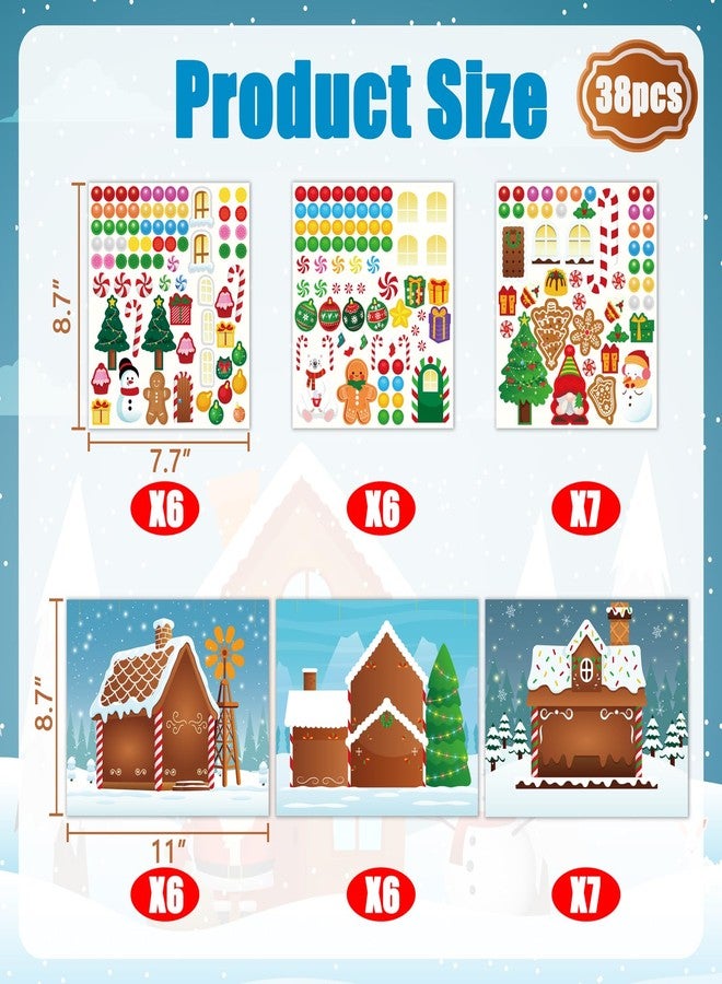 jollylife 38PCS Make a Gingerbread House Stickers for Kids - Christmas Party Game/Craft/Activity/Favor/Supplies Bulk -19 Finished Products - Image 3