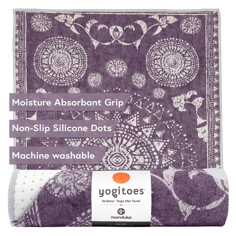 Manduka Yogitoes Hot Yoga Mat Towel - 71" | Moisture Activated Grip | Patented Silicone Nubs | Highly Absorbent, Durable & Easy Care | Made from Recycled Materials | 71 x 24 Inches | Geija Purple - Image 1