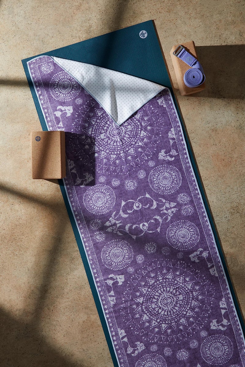 Manduka Yogitoes Hot Yoga Mat Towel - 71" | Moisture Activated Grip | Patented Silicone Nubs | Highly Absorbent, Durable & Easy Care | Made from Recycled Materials | 71 x 24 Inches | Geija Purple - Image 5