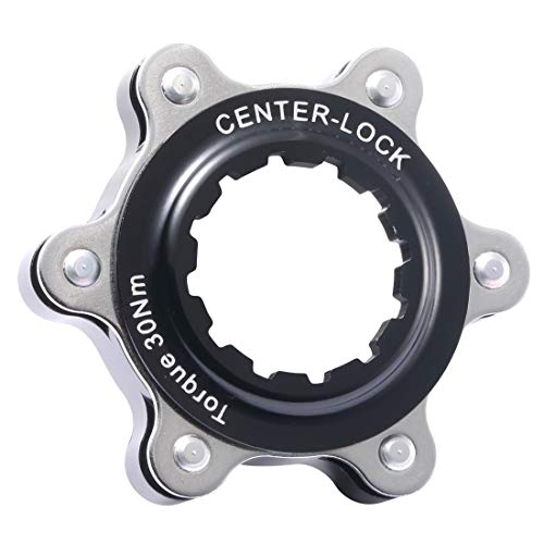 Wileosix Aluminum Center-Lock hubs to 6-Bolt Disc Brake Rotor Adapter for Converting Shimano Center-Lock hubs to fit 6-Bolts Rotors,Center-Lock Adapter for 12mm Thru-Axle Hub,fit 6 Rotors,QR compatible version - Image 1