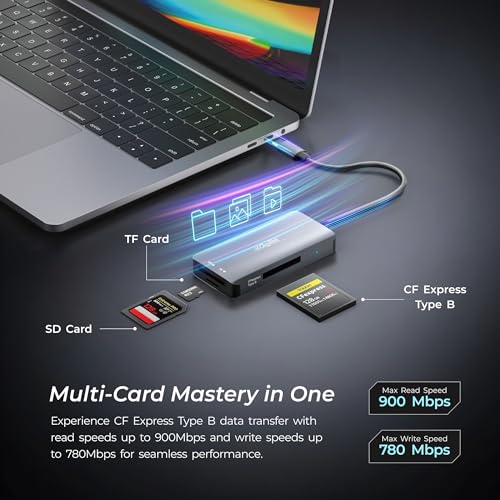 DIGITEK® (DCR-104 CFB) 2 in 2 CF Express Type B & SDXC, USB 3.2 & 3.0 Card Reader, Support SD/SDHC/SDXC/UHS-I/UHS II Cards, Support Mac OS, iPad OS, Window, Android, Linux & Harmony - Image 3