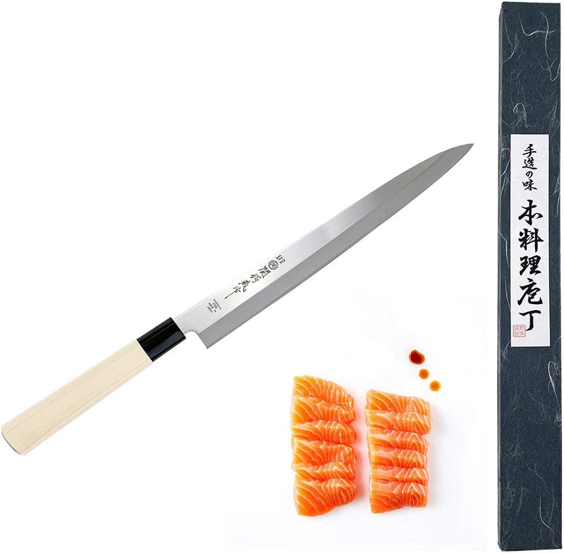 JapanBargain 1560, Extra Long Sushi Sashimi Knife Japaneses High Carbon Stainless Steel Sushi Chef Yanagiba Knife, Made in Japan, 11.75 inch Long - Image 1