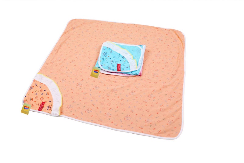 Fareto Hosiery Cotton Single Layer Combo of 3 Frill Baby Wrapper/Blanket/Carry Towel(Assorted) - Image 2