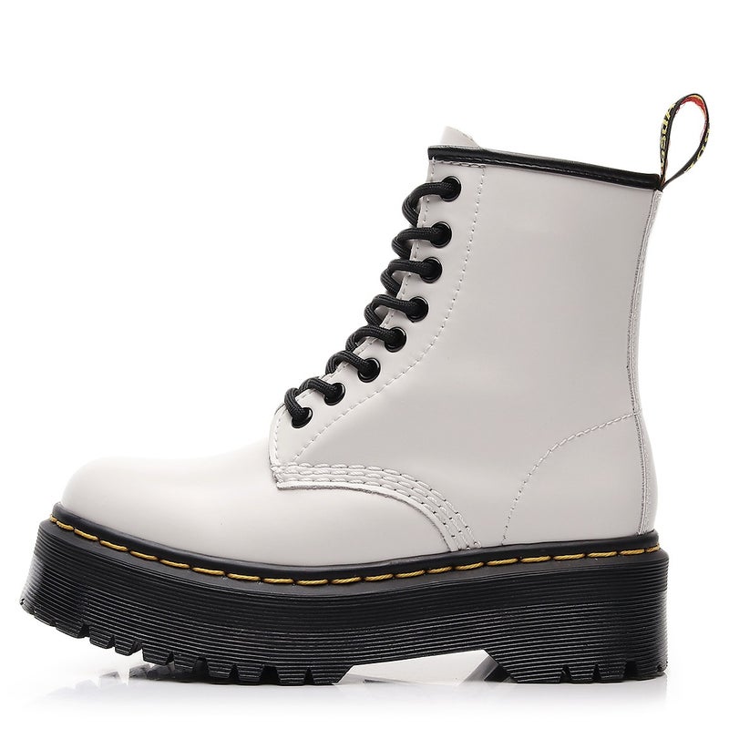 1460 Side-Zip Leather Boots for Couples Open edge beads white (5cm) 
