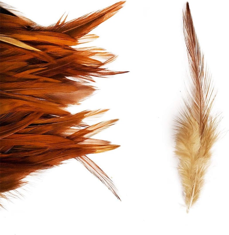 HAPPY FEATHER 100PCS Saddle Hackle Rooster Feather for Crafts, 5-7 inch Natural Pheasant Neck Feathers DIY Pendant Earrings Dream Catcher-Natural - Image 2