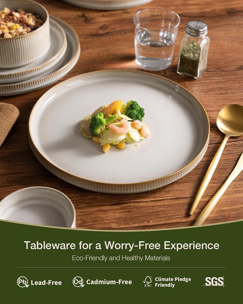 Famiware Star Dinnerware Set for 4 - 12 Piece Dish Set in Cappuccino White - Image 4