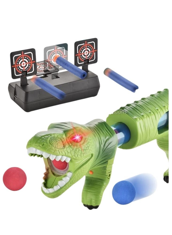 بريميم مجموعة ألعاب مسدس ديناصور برصاص ناعم - مسدس تي ريكس أخضر مع سهام إسفنجية، لوحة هدف وملحقات، لعبة إطلاق نار آمنة للأطفال - Image 2