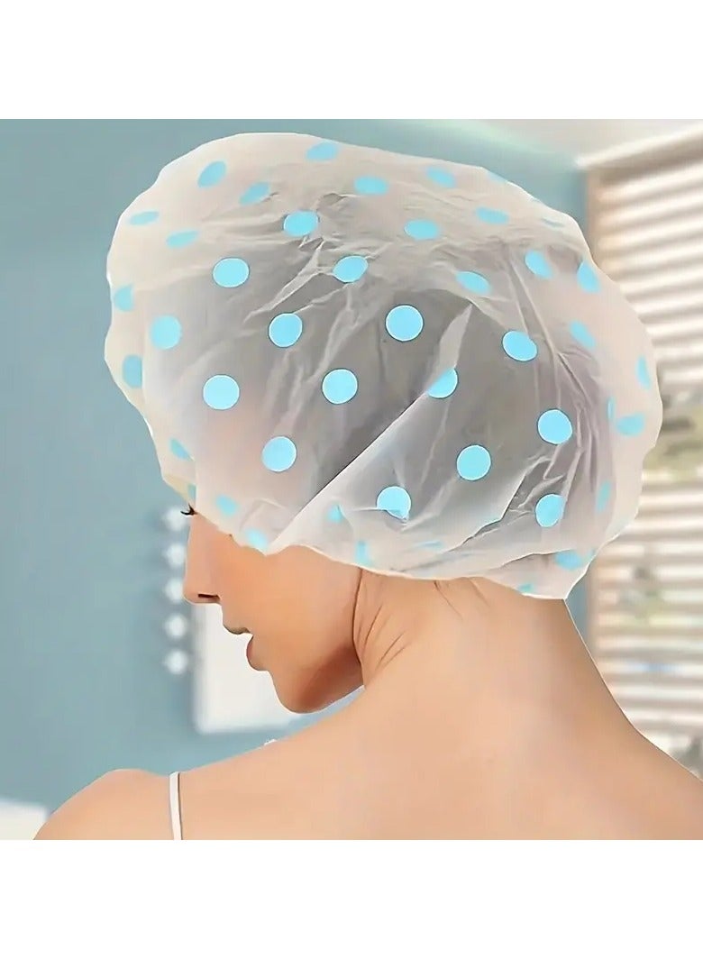 Goolsky 3pcs Adorable Polka Dot Printed Shower Caps, Waterproof Bath Caps Plastic Reusable Shower Caps Elastic Band Bath Hair Hat For Women Ladies Spa Salon - Image 2