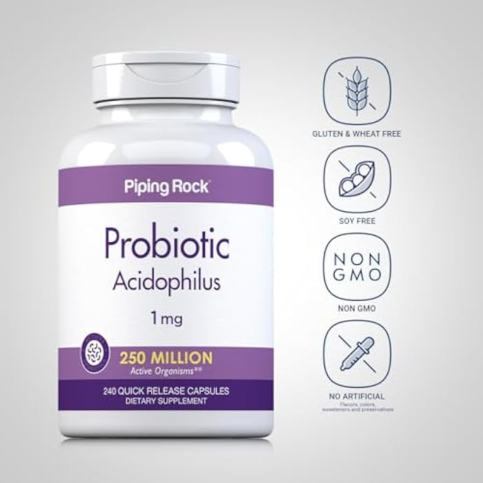Piping Rock Probiotic Acidophilus Capsules | 250 Million CFU | 240 Pills | Dietary Supplement | Non-GMO, Gluten Free - Image 3